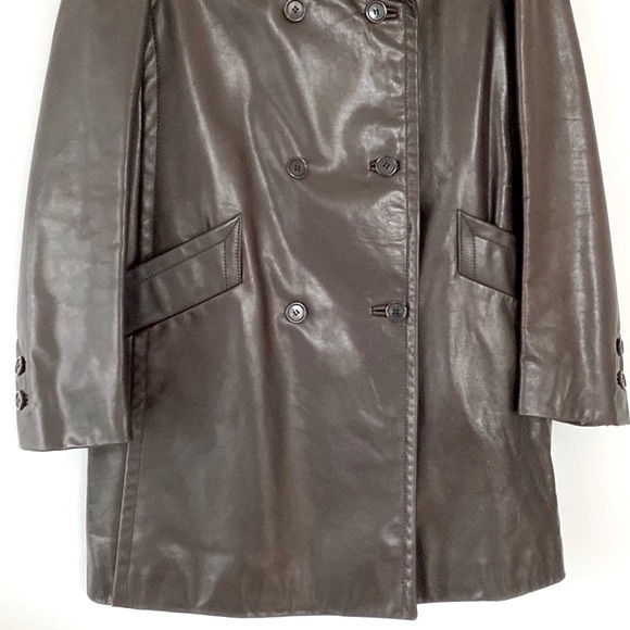 PRADA Dark Brown Leather Coat - Picture 4 of 14